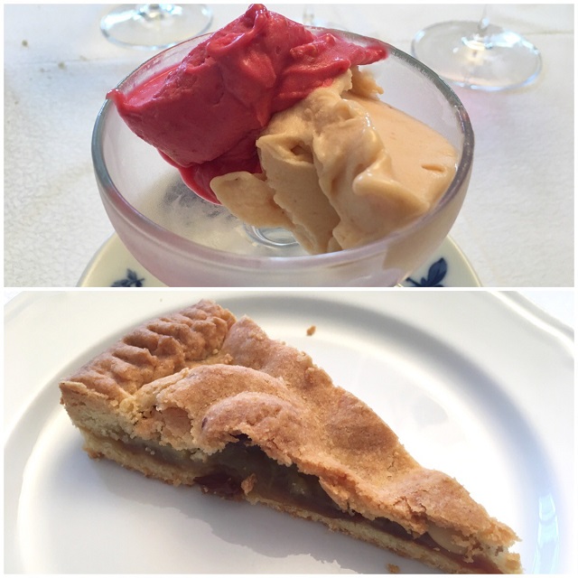 gelato alla frutta e crostata di albicocche