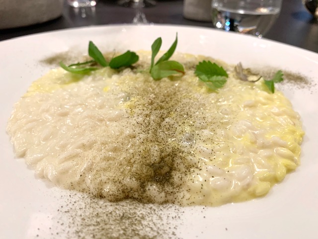 risotto, formaggio caprino ed aji amarillo
