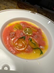 zuppetta pomodorini e scampi