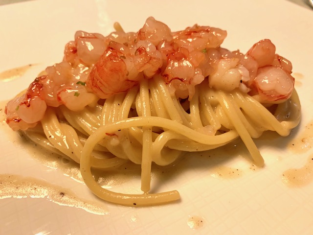 Spaghettoni Matt Monograno Felicetti mantecati al ristretto di gamberi e caviale Calvisius-photo credit @isabellaradaelli