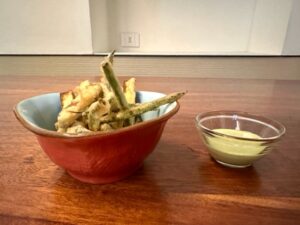 zucchine e fagiolini con mayo alla scapece