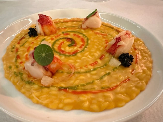 risotto con astice blu, zucca, nasturzio e ‘nduja